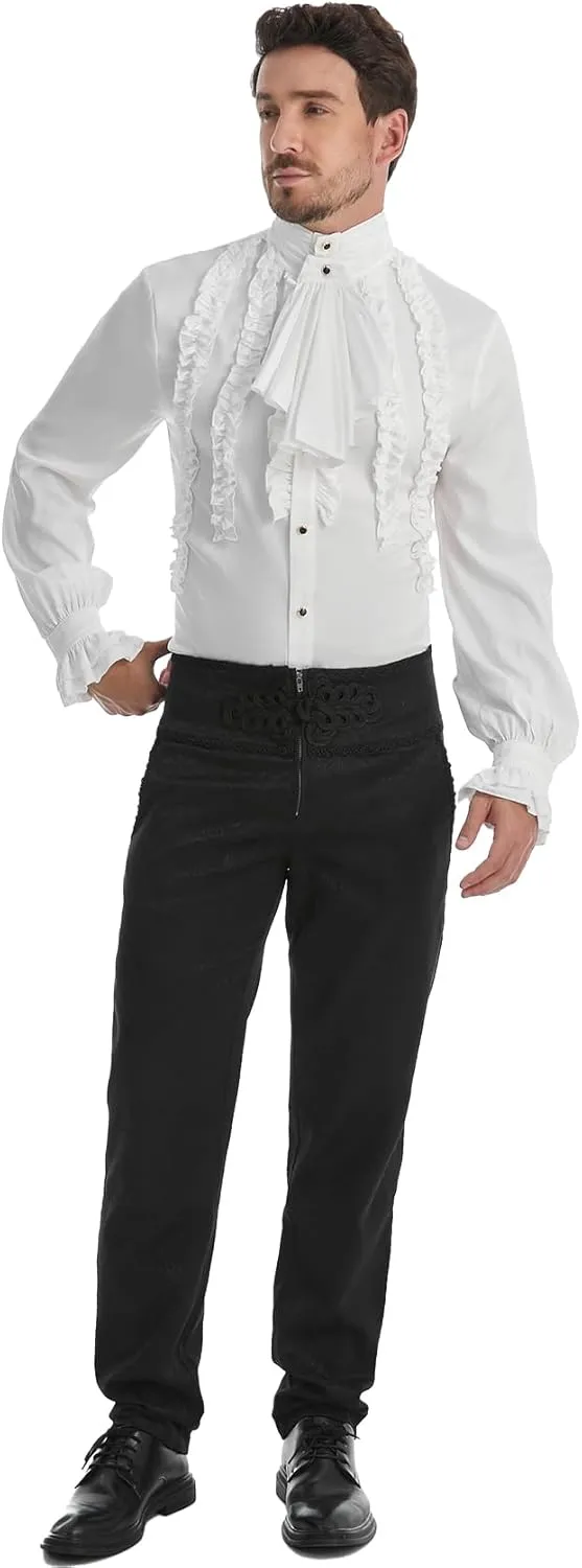 TZMAPU Men's Gothic Medieval Renaissance Vampire Costume Victorian Steampunk Shirt