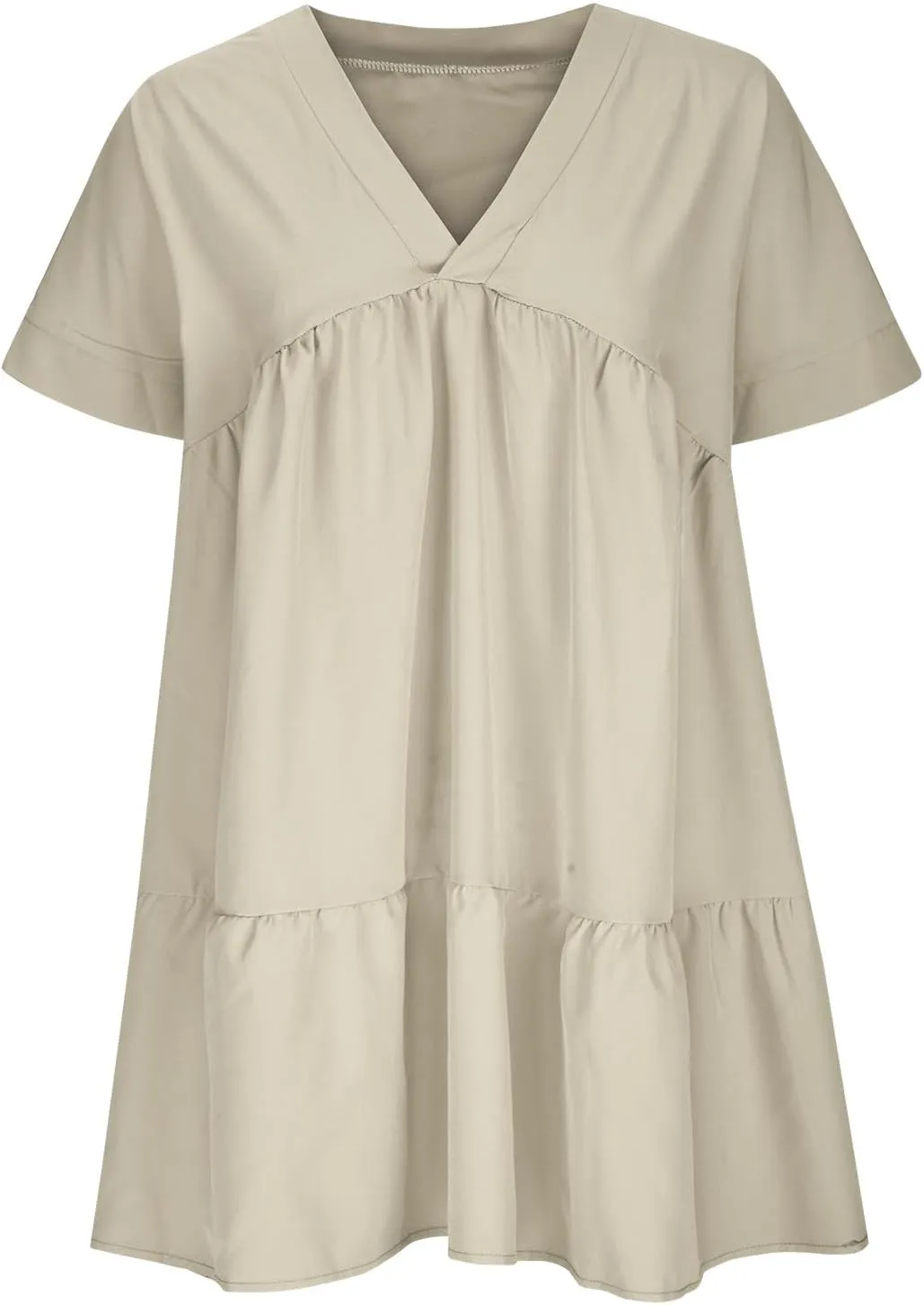 Vacation Dresses for Women 2024 Tie V Neck Solid Color Ruched Ruffle Cap Sleeve Mini Dress Short Vacation Dresses