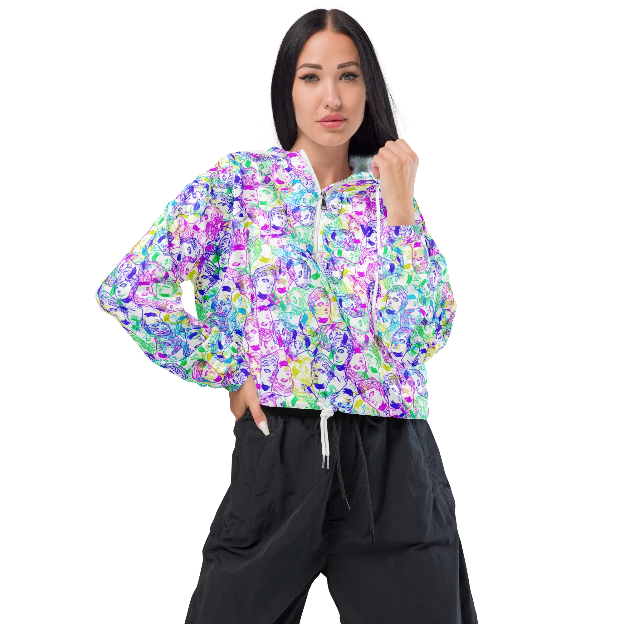 VOSRIO Select CMYK Womens cropped windbreaker