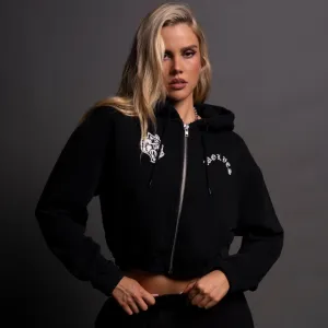 Wolf Chopper "Chambers" (Cropped) Zip Hoodie in Black