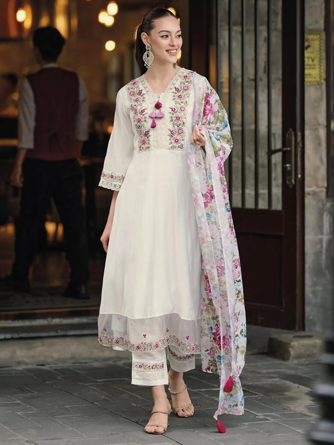 women Anarkali Suit Alia cut kurti pant and Dupatta 3pc set salwar suit
