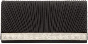 Women Luxury Rhinestone Evening Handbag Shoulder Bag Pleated Party Clutch Bag
