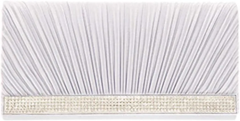 Women Luxury Rhinestone Evening Handbag Shoulder Bag Pleated Party Clutch Bag