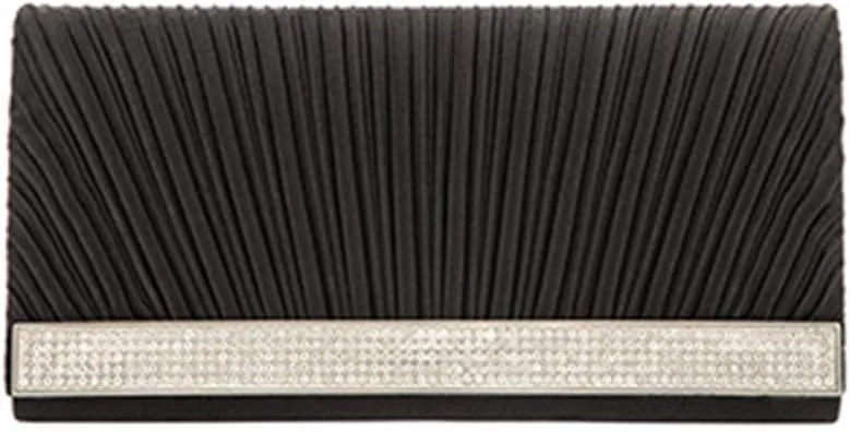 Women Luxury Rhinestone Evening Handbag Shoulder Bag Pleated Party Clutch Bag