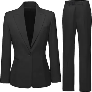 Women's 2 Piece Suit One Button Business Work Office Pants Suits Slim Fit Blazer Jacket Pants Set for Women