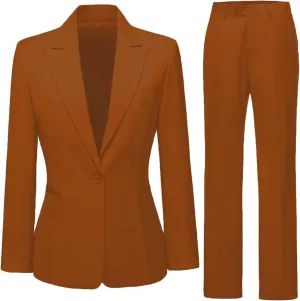 Women's 2 Piece Suit One Button Business Work Office Pants Suits Slim Fit Blazer Jacket Pants Set for Women