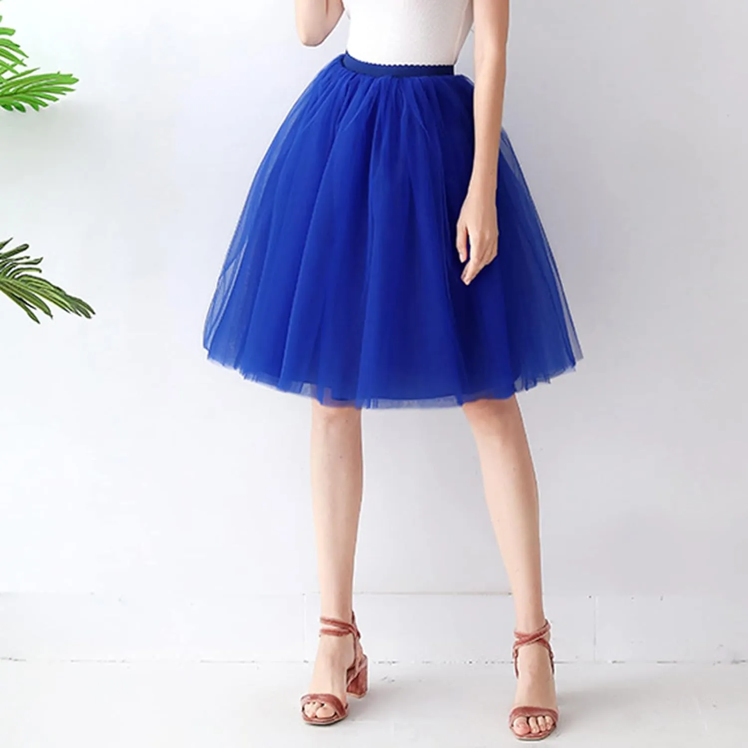 Women's A-Line High Waisted Midi Skirt Women's Tulle Skirt Short Gown Ballet Dance Dress Evening Hoop Skirt