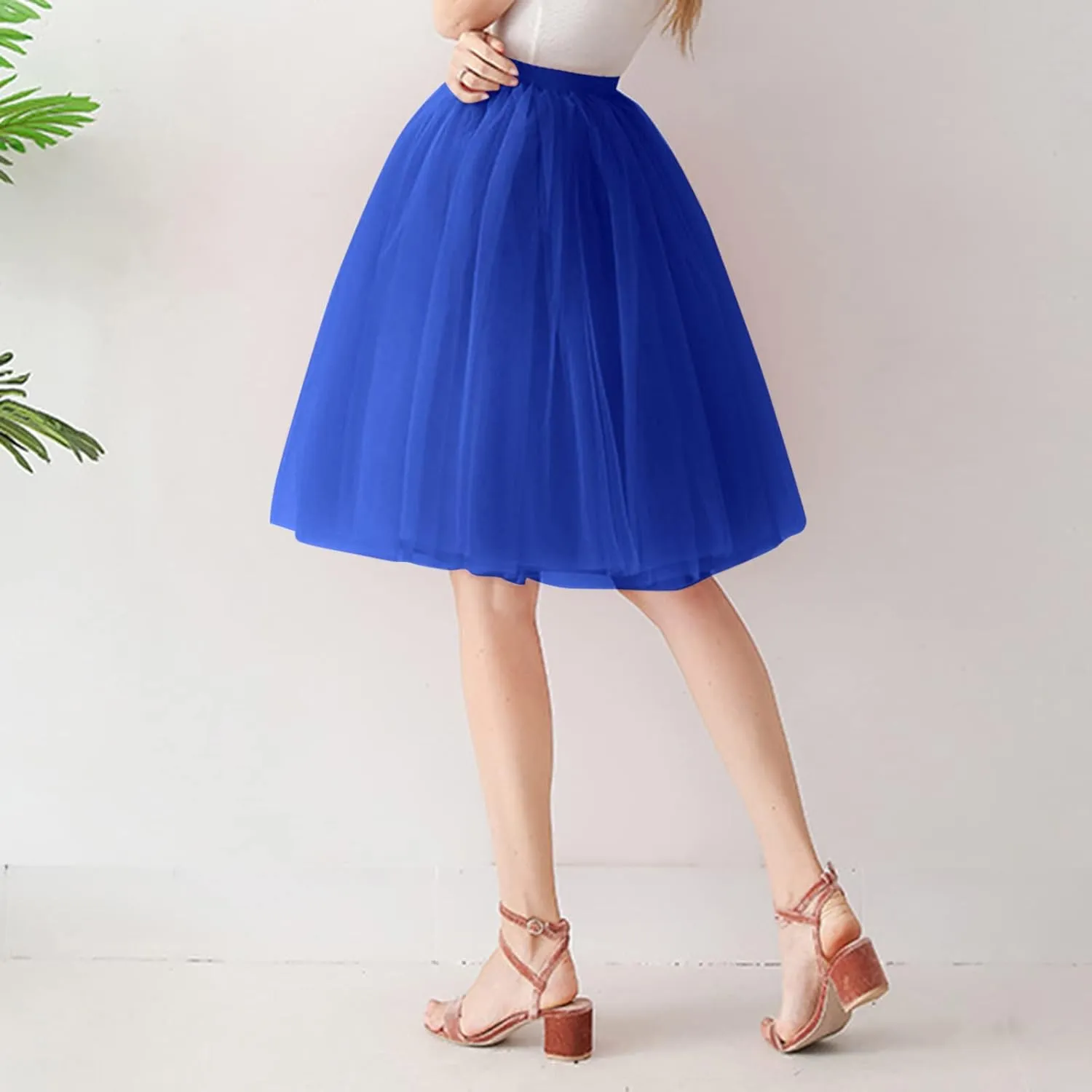 Women's A-Line High Waisted Midi Skirt Women's Tulle Skirt Short Gown Ballet Dance Dress Evening Hoop Skirt