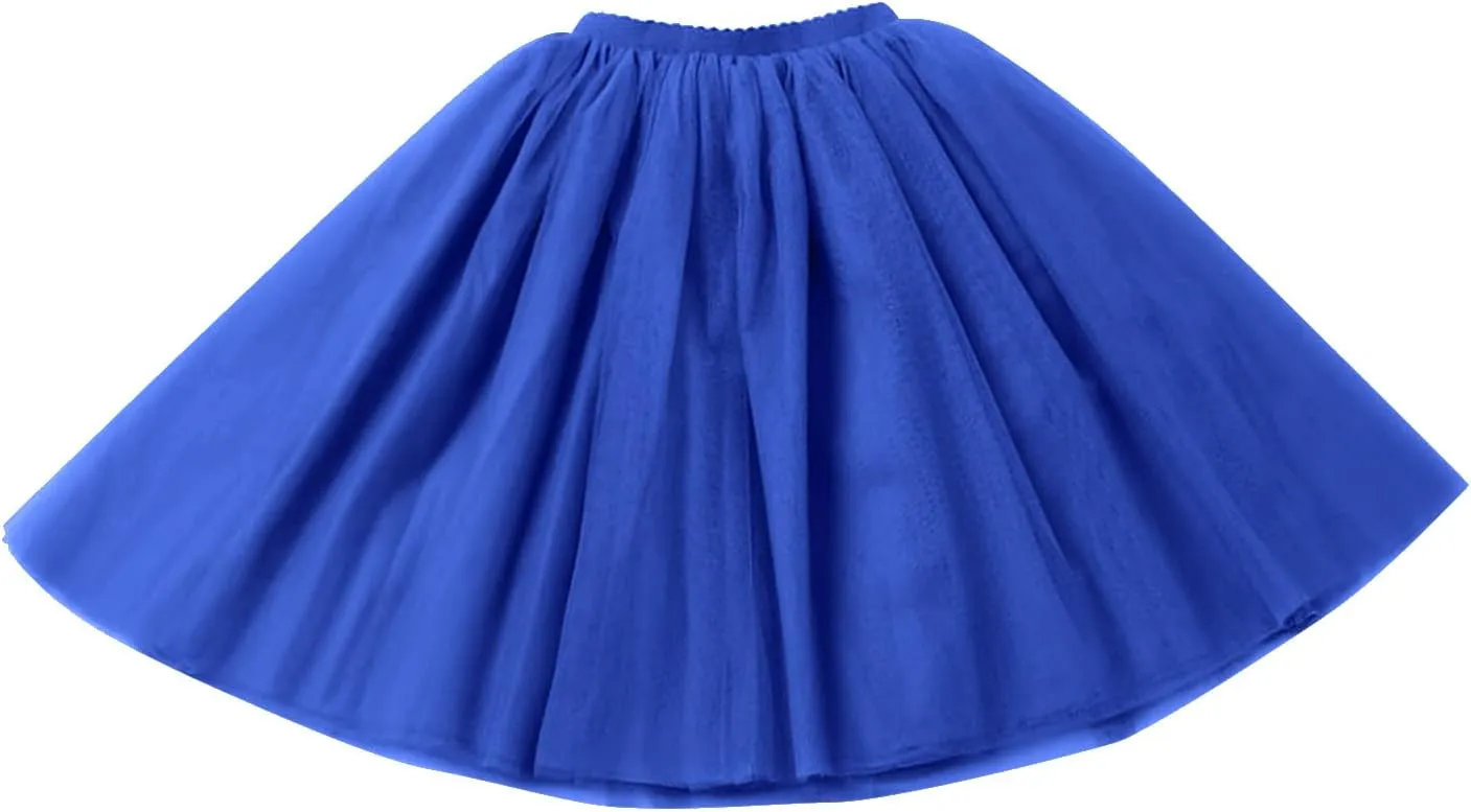 Women's A-Line High Waisted Midi Skirt Women's Tulle Skirt Short Gown Ballet Dance Dress Evening Hoop Skirt