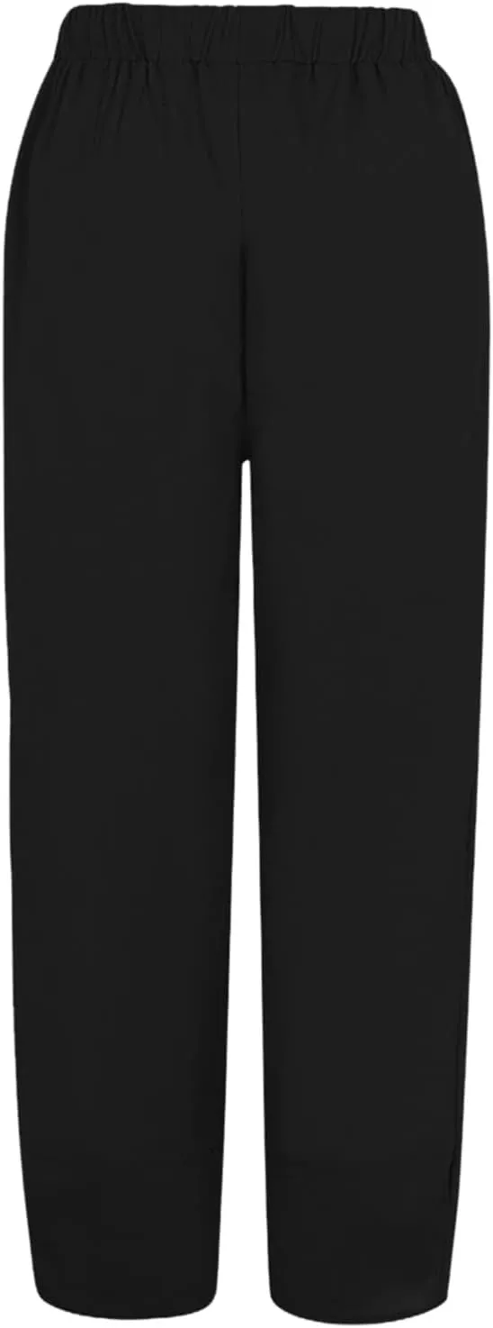 Women's Cotton Linen Summer Split Flowy Pant Trousers High Waist Straight Slim Fit Palazzo Lounge Pants Office