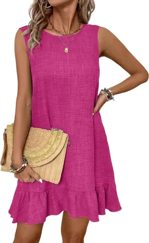 Womens Floral Dresses Sundress Ashleigh Blue Knot Scoop Back Ruffle Hem Sleeveless Mini Dress