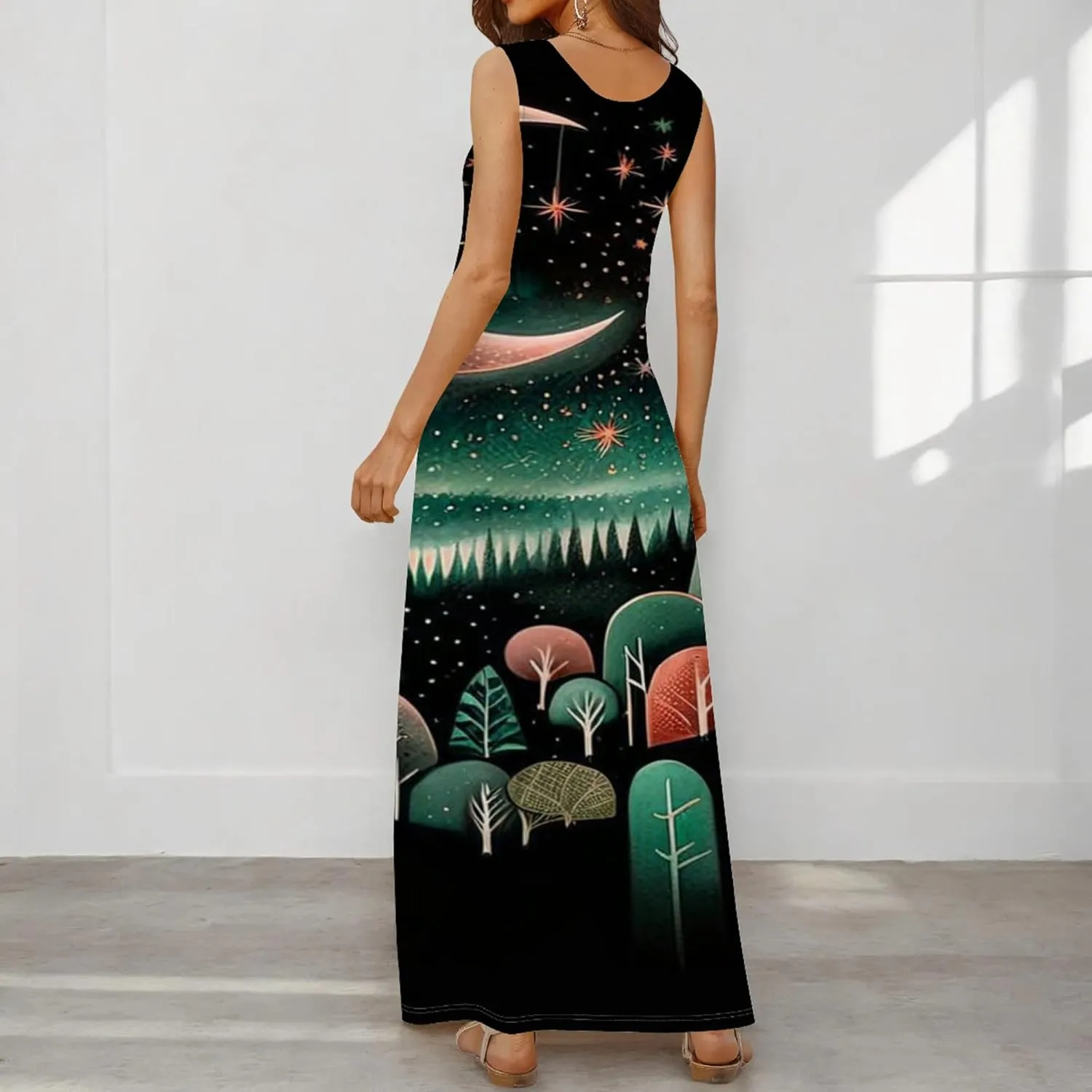 Women's Maxi Dresses Summer Spaghetti Strap Dress with Pockets Loose Flowing Maxi Skirt for Curvy Women