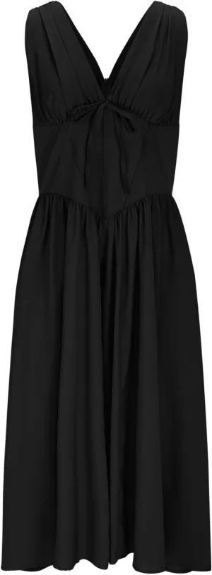 Womens Midi Dresses Plus Size Fashion Solid Color Lace up V-Neck Sleeveless Pleat Tank Dress Summer Beach Sundress