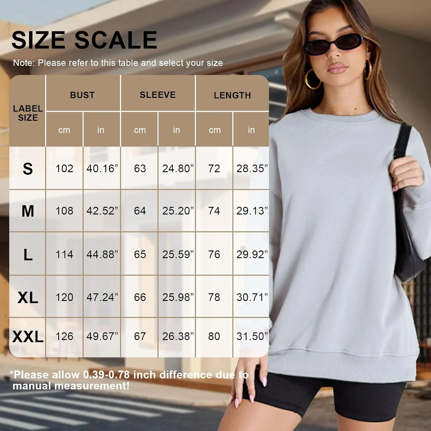 Womens Oversized Sweatshirts, Long Sleeve Crew Neck Hoodies Pullover Sweater, Loose Casual Fall Fashion Sweatshirt