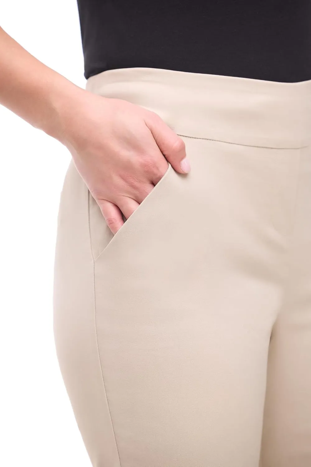 Women's Stretchy Wide Leg Pull-On Dress Pants with Pockets