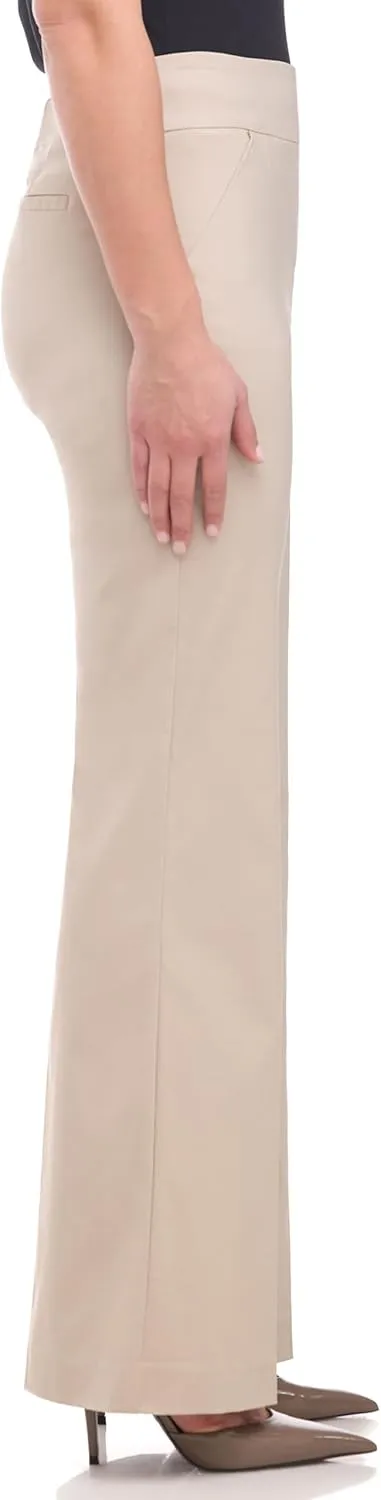 Women's Stretchy Wide Leg Pull-On Dress Pants with Pockets