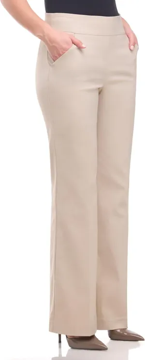 Women's Stretchy Wide Leg Pull-On Dress Pants with Pockets