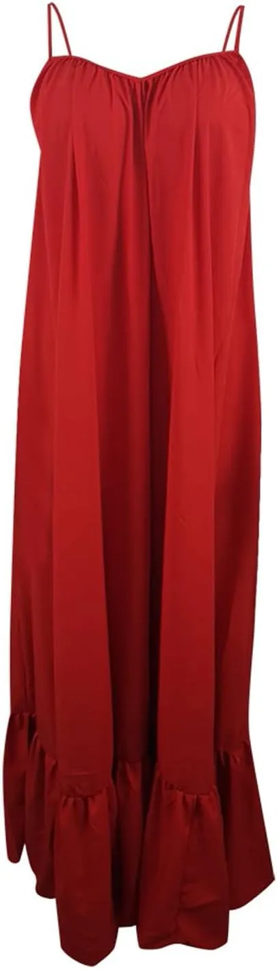 Womens Summer Maxi Dresses Sexy Spaghetti Strap Sleeveless Long Dress Sundress Tiered Ruffle Boho Cami Beach Dress