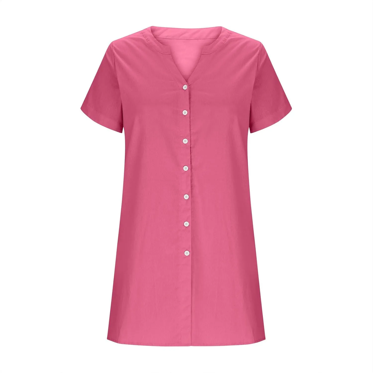 Women's Summer Short Dresses Trendy Button Down Plus Size V Neck Boho Sundress Spring Mini Dress 2025