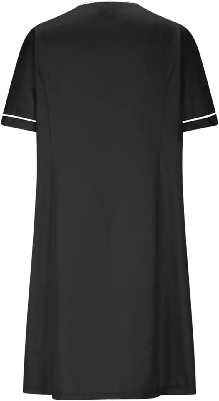 Women's V Neck Button Dresses Short Sleeve Dress Trending Vacation Casual Plus Size Midi Scrub Sundress 2025 New