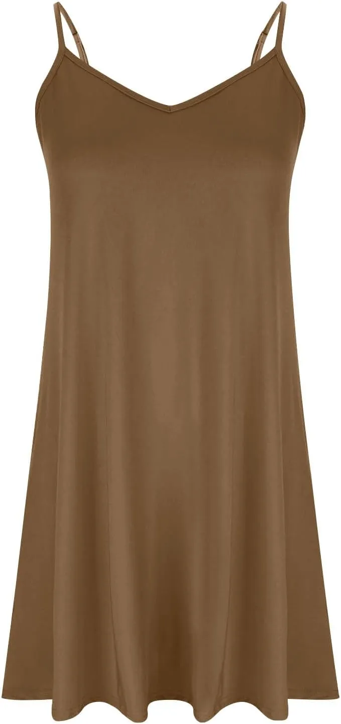 Womens V Neck Dresses Sexy Spaghetti Straps Summer Dresses Elegant Sleeveless Cami Dress Solid Color Petite Sundress